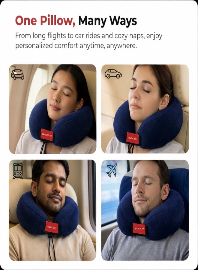 Trajectory Travel Neck Pillow for Travelling and Sleeping in Airplane Flight, Cab, Car, Train, Bus for Men and Women Blue (As seen on Shark Tank) - Image 2